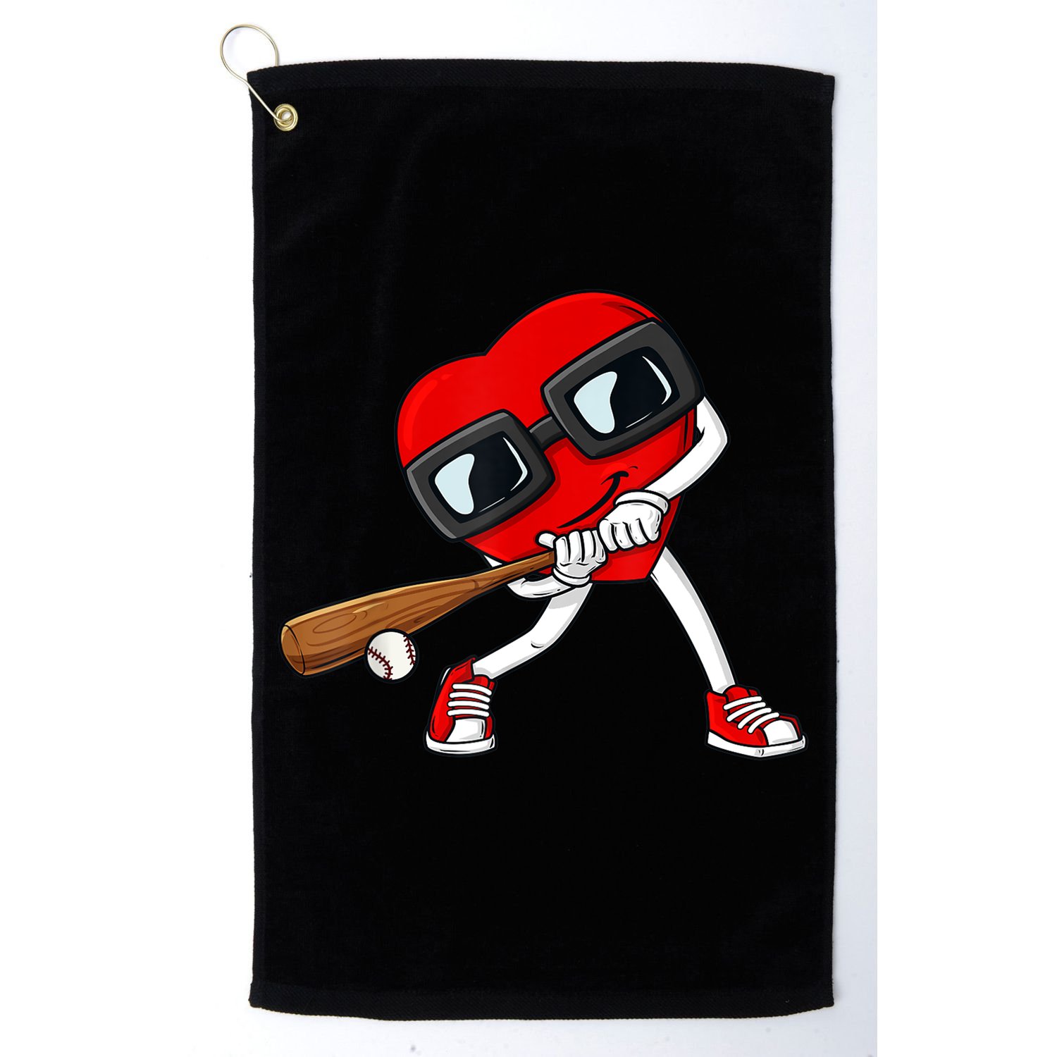 Heart Baseball Valentines Day Funny Boys Girls Kids TShirt Golf Towel