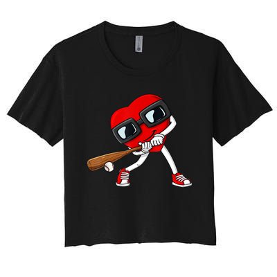 Heart Baseball Valentines Day Funny Boys Girls Kids TShirt Women's Crop Top Tee