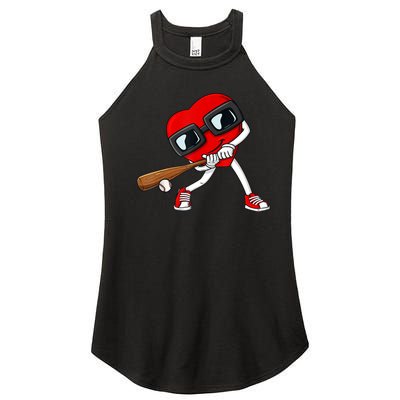 Heart Baseball Valentines Day Funny Boys Girls Kids TShirt Women's Perfect Tri Rocker Tank