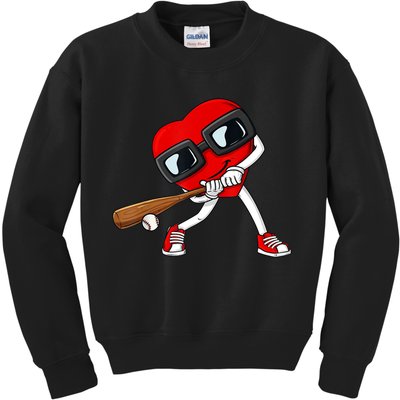 Heart Baseball Valentines Day Funny Boys Girls Kids TShirt Kids Sweatshirt