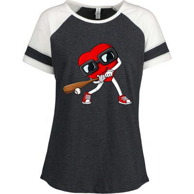 Heart Baseball Valentines Day Funny Boys Girls Kids TShirt Enza Ladies Jersey Colorblock Tee