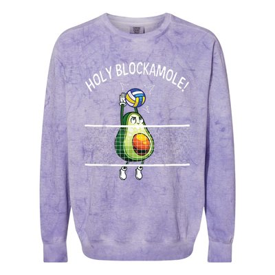 Holy Blockamole Volleyball Player Blocker Avocado Colorblast Crewneck Sweatshirt