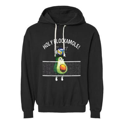 Holy Blockamole Volleyball Player Blocker Avocado Garment-Dyed Fleece Hoodie