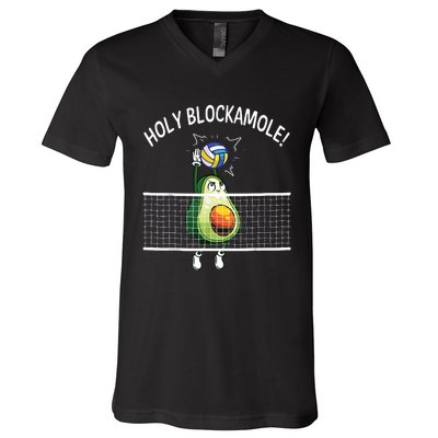 Holy Blockamole Volleyball Player Blocker Avocado V-Neck T-Shirt