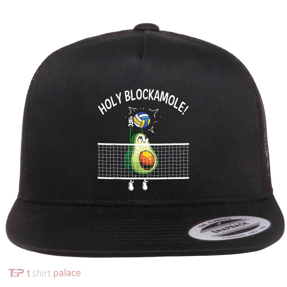 Holy Blockamole Volleyball Player Blocker Avocado Flat Bill Trucker Hat