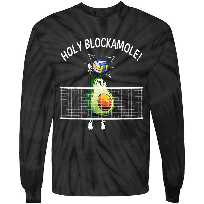 Holy Blockamole Volleyball Player Blocker Avocado Tie-Dye Long Sleeve Shirt