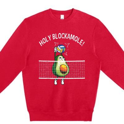 Holy Blockamole Volleyball Player Blocker Avocado Premium Crewneck Sweatshirt