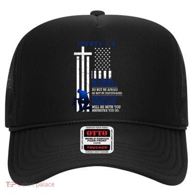 Holy Bible Verse Us Flag American Christian Gift Idea Prayer Gift High Crown Mesh Back Trucker Hat
