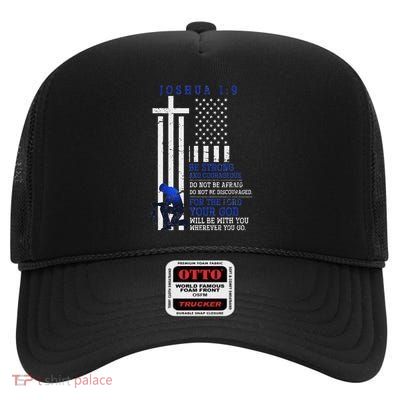 Holy Bible Verse Us Flag American Christian Gift Idea Prayer High Crown Mesh Back Trucker Hat