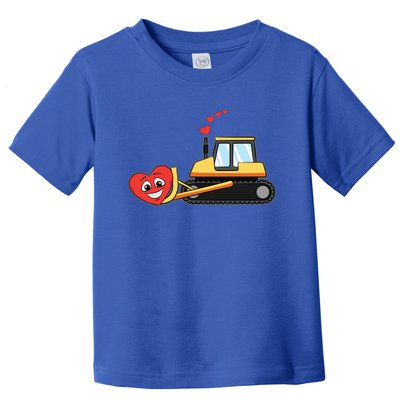 Heart Bulldozer Valentines Day Cool Love Construction Gift Toddler T-Shirt