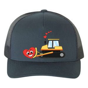 Heart Bulldozer Valentines Day Cool Love Construction Gift Yupoong Adult 5-Panel Trucker Hat