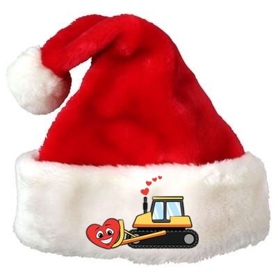 Heart Bulldozer Valentines Day Cool Love Construction Gift Premium Christmas Santa Hat