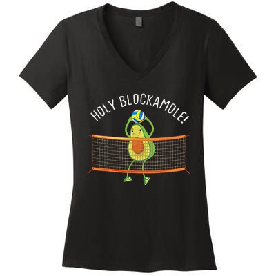 Holy Blockamole Volleyball Cute Funny Women's V-Neck T-Shirt