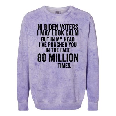 Hi Biden Voters I May Look Calm Colorblast Crewneck Sweatshirt