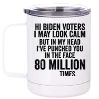 Hi Biden Voters I May Look Calm 12 oz Stainless Steel Tumbler Cup