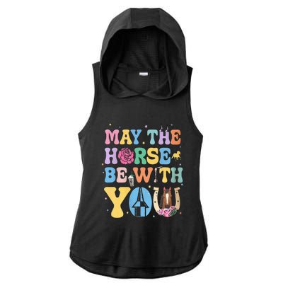 Horse Be With You Horse Lover Ladies PosiCharge Tri-Blend Wicking Draft Hoodie Tank