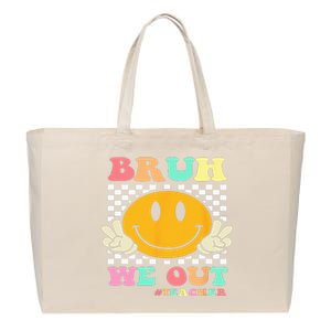 Hippie Bruh We Out Teachers Summer Last Day Of School Cotton Canvas Jumbo Tote