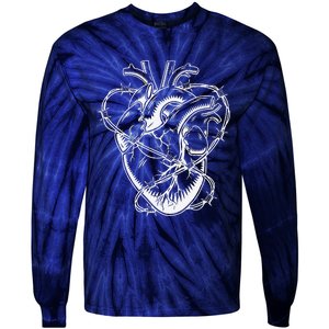 Heart Barbed Wire Hard Rock Cool Popular Punk Tie-Dye Long Sleeve Shirt