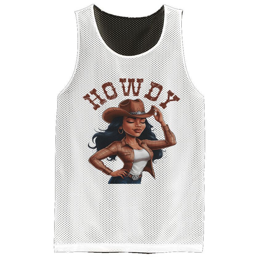 Howdy Black Women Western Rodeo Melanin Black Cowgirl Mesh Reversible Basketball Jersey Tank
