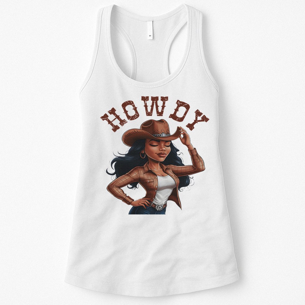 Howdy Black Women Western Rodeo Melanin Black Cowgirl Womens Tank Top