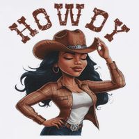 Howdy Black Women Western Rodeo Melanin Black Cowgirl Womens T-Shirt