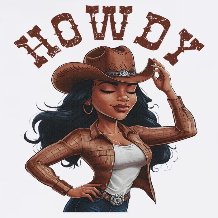 Howdy Black Women Western Rodeo Melanin Black Cowgirl Womens T-Shirt