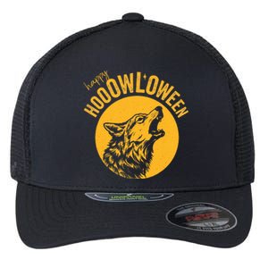 Howloween Beautiful Wolf Howling At Moon Flexfit Unipanel Trucker Cap