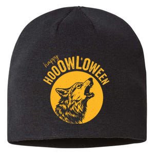 Howloween Beautiful Wolf Howling At Moon Sustainable Beanie