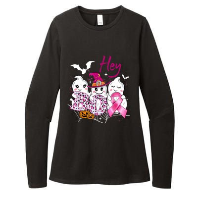 Hey Boo We Wear Cute Ghost Pink Breast Cancer Awareness Gift Womens CVC Long Sleeve Shirt