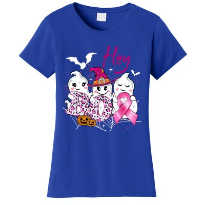 Hey Boo We Wear Cute Ghost Pink Breast Cancer Awareness Gift Women's T-Shirt