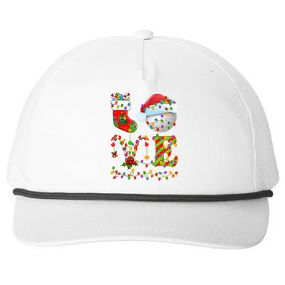 Hockey Ball Xmas Lighting Santa Love Hockey Ball Christmas Gift Snapback Five-Panel Rope Hat