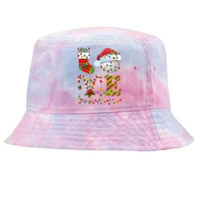 Hockey Ball Xmas Lighting Santa Love Hockey Ball Christmas Gift Tie-Dyed Bucket Hat