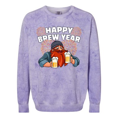 Happy Brew Year New Year's Eve Beer Ing Gift Colorblast Crewneck Sweatshirt