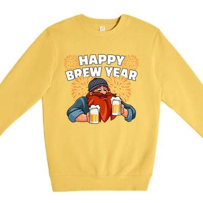 Happy Brew Year New Year's Eve Beer Ing Gift Premium Crewneck Sweatshirt