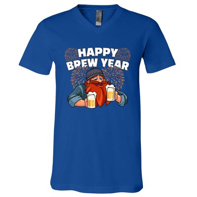 Happy Brew Year New Year's Eve Beer Ing Gift V-Neck T-Shirt