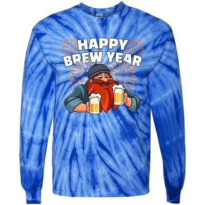 Happy Brew Year New Year's Eve Beer Ing Gift Tie-Dye Long Sleeve Shirt