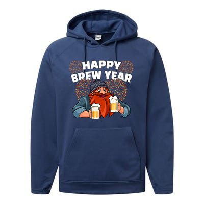 Happy Brew Year New Year's Eve Beer Ing Gift Performance Fleece Hoodie