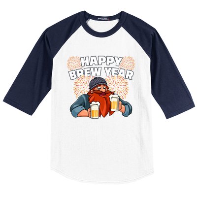 Happy Brew Year New Year's Eve Beer Ing Gift Baseball Sleeve Shirt