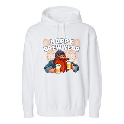 Happy Brew Year New Year's Eve Beer Ing Gift Garment-Dyed Fleece Hoodie