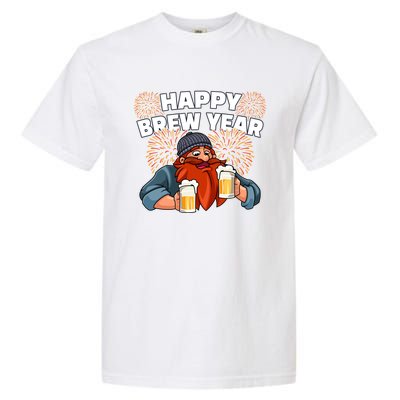 Happy Brew Year New Year's Eve Beer Ing Gift Garment-Dyed Heavyweight T-Shirt