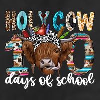 Holy Cow 100 Days Of School Funny 7 Panel Mesh Trucker Snapback Hat