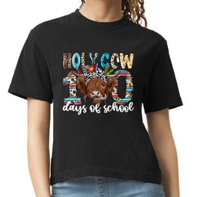 Holy Cow 100 Days Of School Funny Comfort Colors Boxy T-Shirt