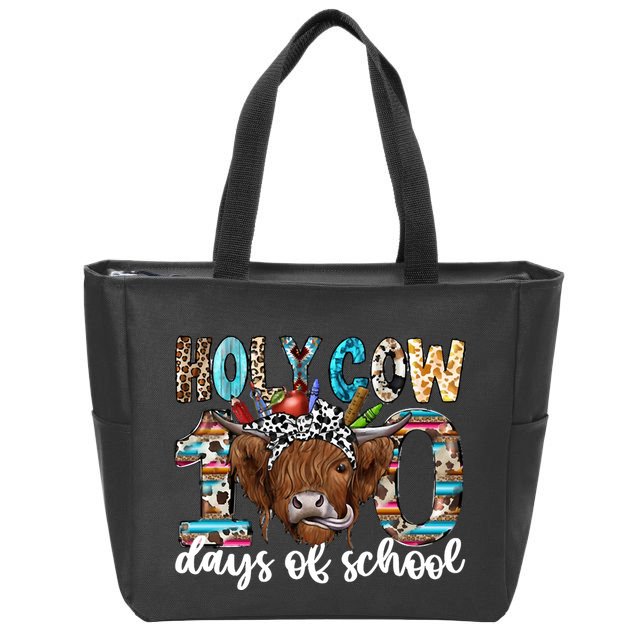 Holy Cow 100 Days Of School Funny Zip Tote Bag