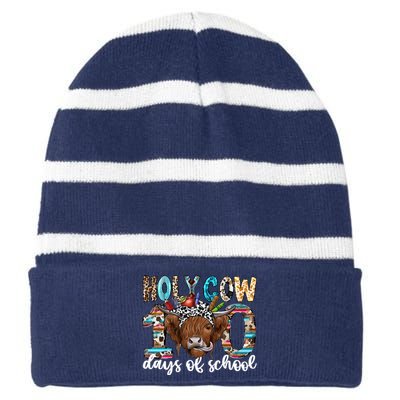 Holy Cow 100 Days Of School Funny Striped Beanie with Solid Band