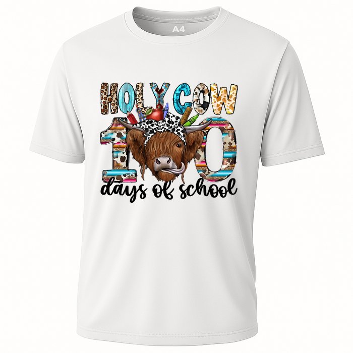 Holy Cow 100 Days Of School Funny Cooling Performance Crew T-Shirt