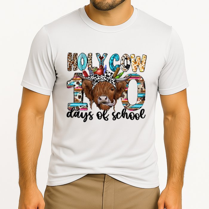 Holy Cow 100 Days Of School Funny Cooling Performance Crew T-Shirt