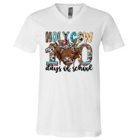 Holy Cow 100 Days Of School Funny V-Neck T-Shirt