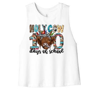 Holy Cow 100 Days Of School Funny Women's Racerback Cropped Tank