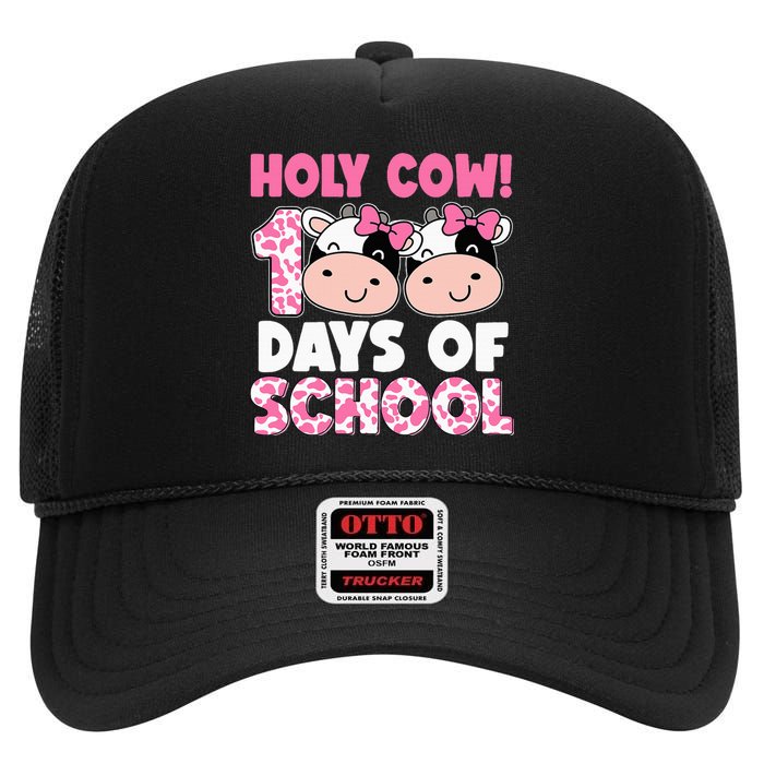 Holy Cow 100 Days Of School Teachers Students High Crown Mesh Back Trucker Hat