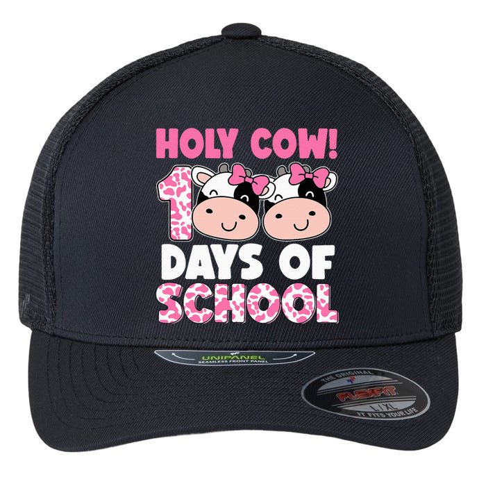 Holy Cow 100 Days Of School Teachers Students Flexfit Unipanel Trucker Cap